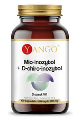 Yango Myo-Inositol + D-Chiro-Inositol supplement bottle with 100 plant capsules for hormone balance support.